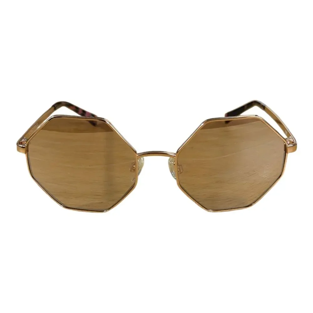 VonZipper Pearl Sunglasses Octagon Pink Silver Lens Gold Metal Womens